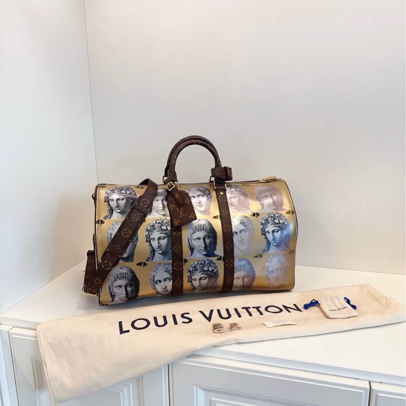 【99新閒置🆕】LVx FORNASETTI keepall45 限量羅馬雕像旅行袋-0