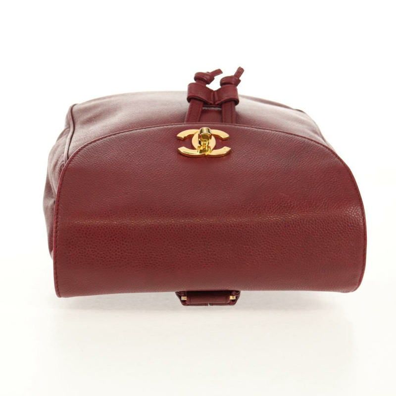 【日本直送】香奈兒魚子醬皮紅色金色雙C標誌背包 Auth bs30593V-5