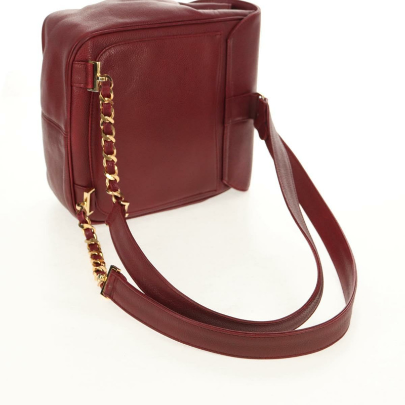 【日本直送】香奈兒魚子醬皮紅色金色雙C標誌背包 Auth bs30593V-6