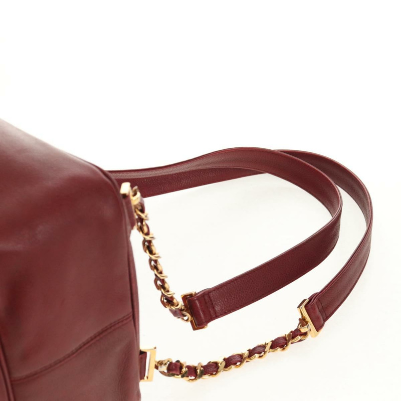 【日本直送】香奈兒魚子醬皮紅色金色雙C標誌背包 Auth bs30593V-13