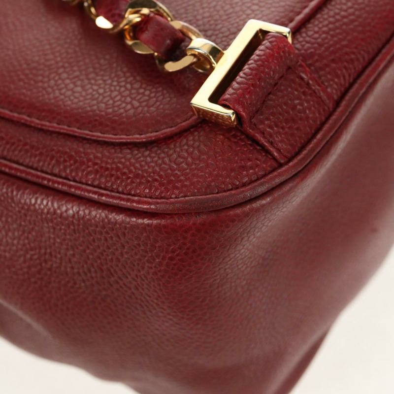 【日本直送】香奈兒魚子醬皮紅色金色雙C標誌背包 Auth bs30593V-16