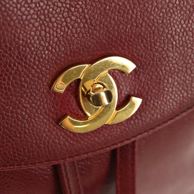 【日本直送】香奈兒魚子醬皮紅色金色雙C標誌背包 Auth bs30593V-17
