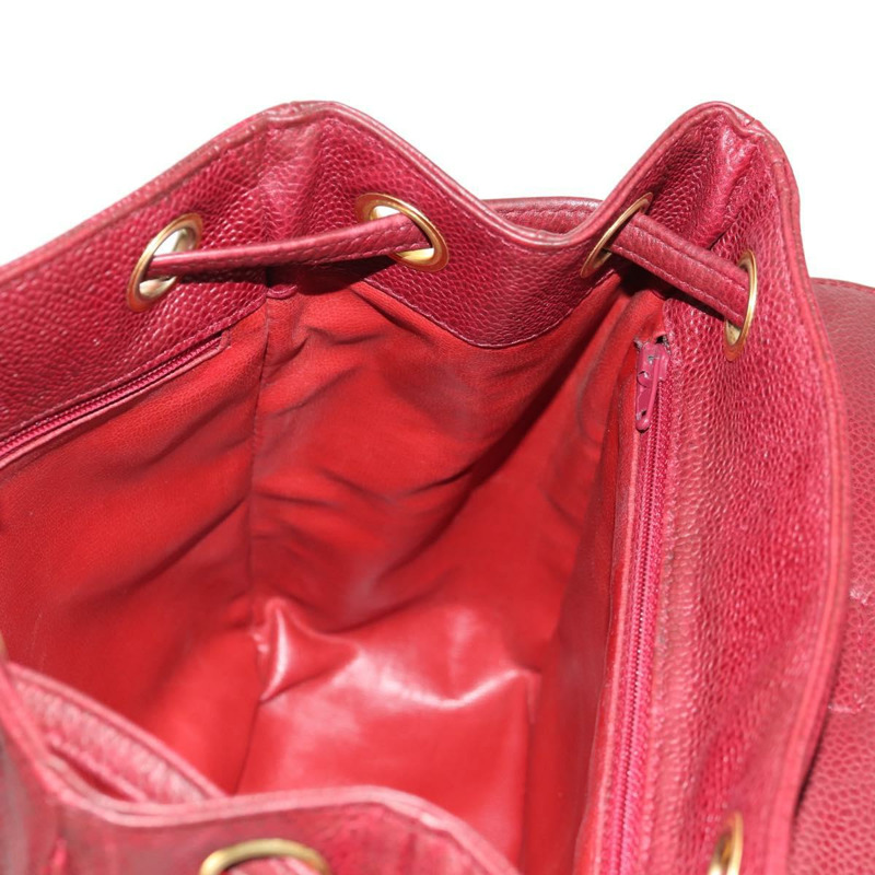 【日本直送】香奈兒魚子醬皮紅色金色雙C標誌背包 Auth bs30593V-20