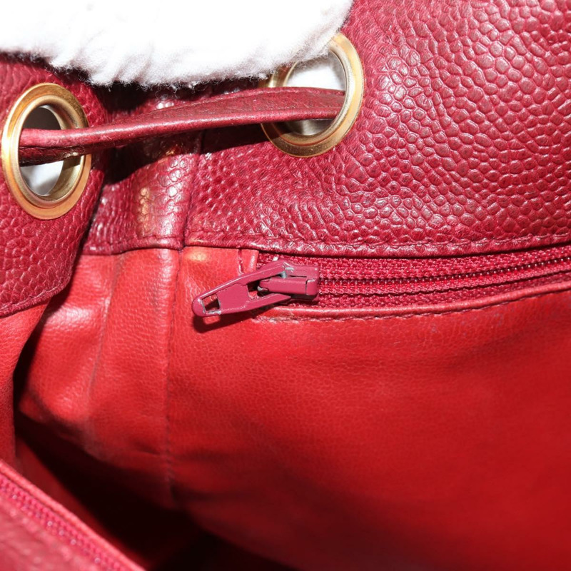 【日本直送】香奈兒魚子醬皮紅色金色雙C標誌背包 Auth bs30593V-22