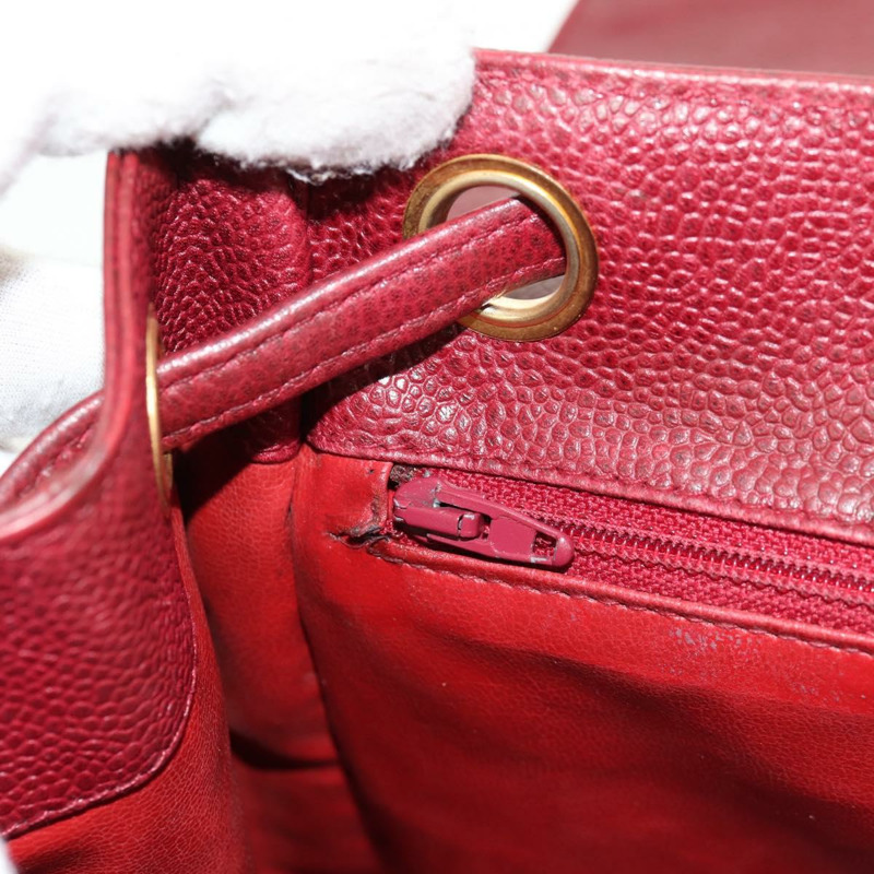 【日本直送】香奈兒魚子醬皮紅色金色雙C標誌背包 Auth bs30593V-24