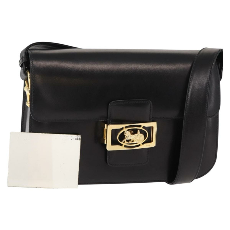 【日本直送】CELINE 黑色金色皮革肩背包，正品編號 152097-0
