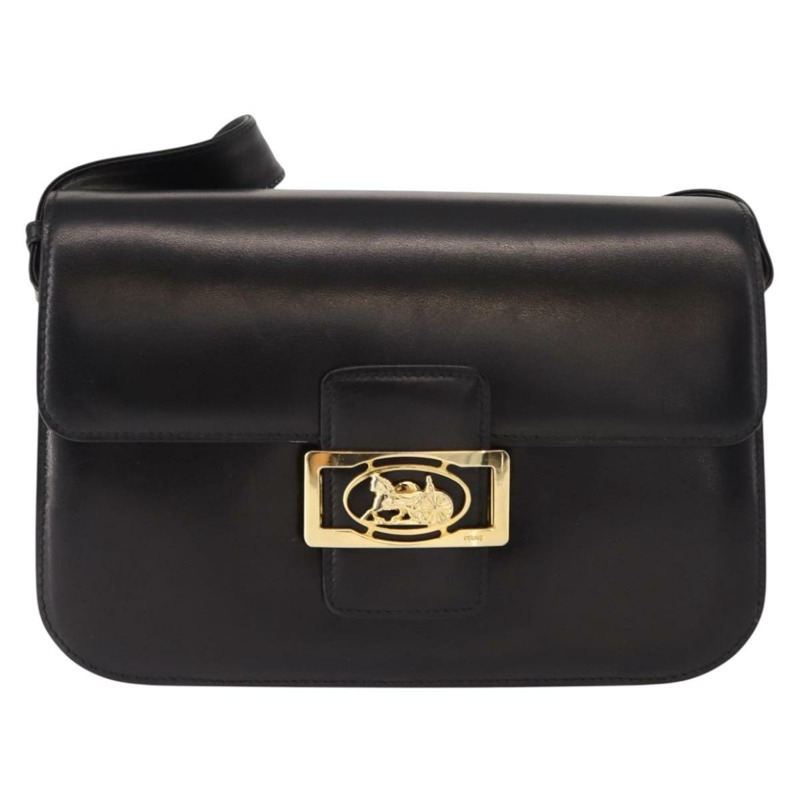 【日本直送】CELINE 黑色金色皮革肩背包，正品編號 152097-12
