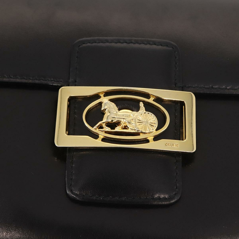 【日本直送】CELINE 黑色金色皮革肩背包，正品編號 152097-16