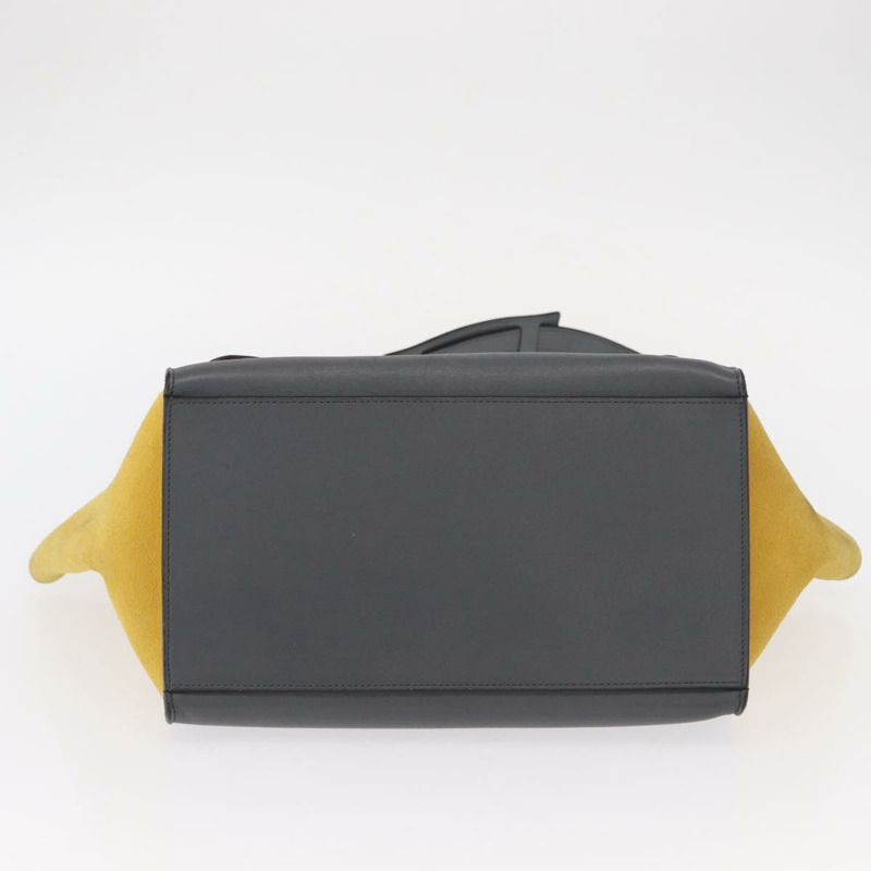 【日本直送】CELINE Trapeze 中型手提包 皮革 2way 灰色 金色 Auth BA7555-4