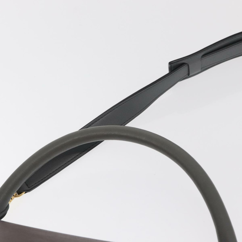 【日本直送】CELINE Trapeze 中型手提包 皮革 2way 灰色 金色 Auth BA7555-13