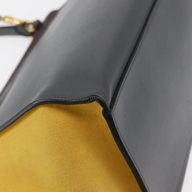 【日本直送】CELINE Trapeze 中型手提包 皮革 2way 灰色 金色 Auth BA7555-16