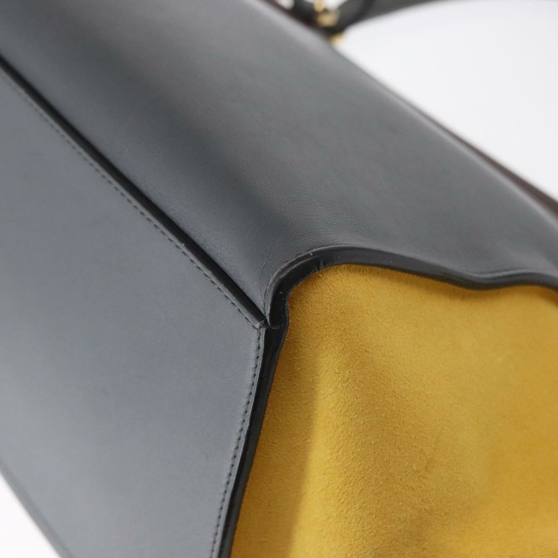 【日本直送】CELINE Trapeze 中型手提包 皮革 2way 灰色 金色 Auth BA7555-17