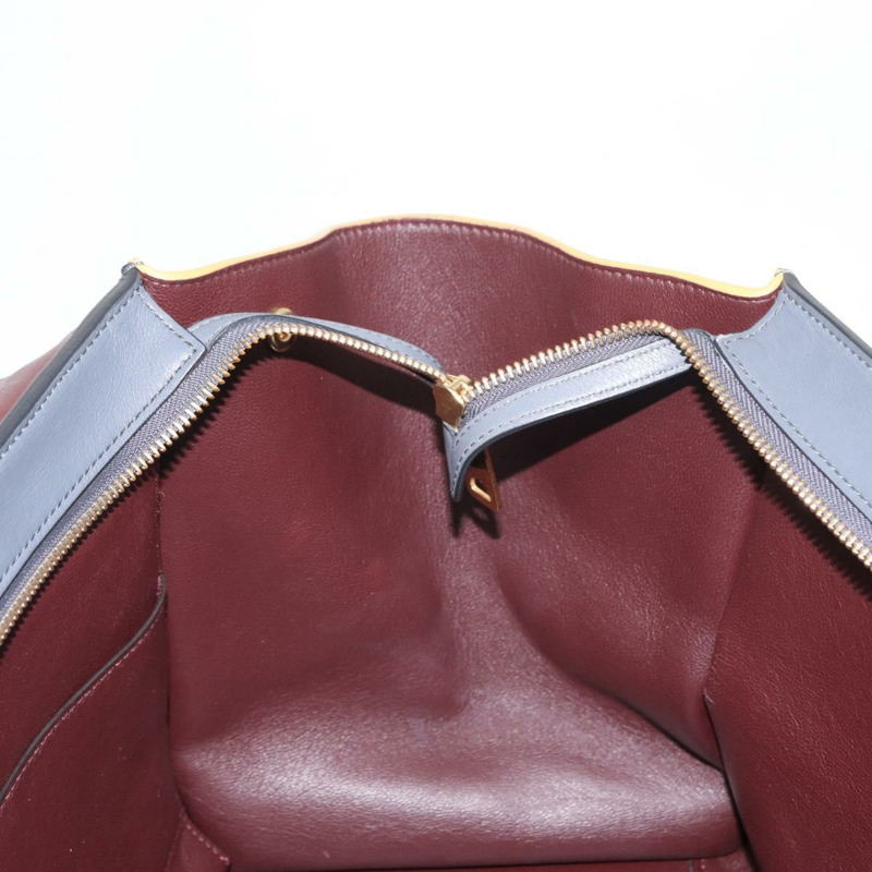 【日本直送】CELINE Trapeze 中型手提包 皮革 2way 灰色 金色 Auth BA7555-22