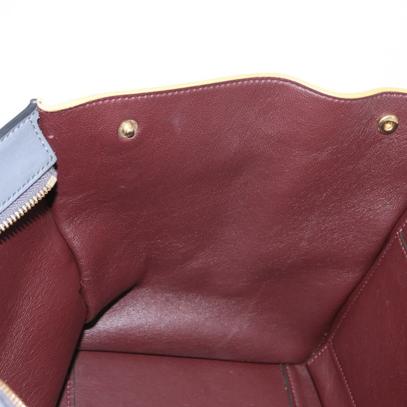 【日本直送】CELINE Trapeze 中型手提包 皮革 2way 灰色 金色 Auth BA7555-23