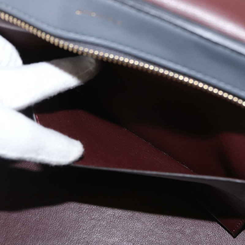 【日本直送】CELINE Trapeze 中型手提包 皮革 2way 灰色 金色 Auth BA7555-24