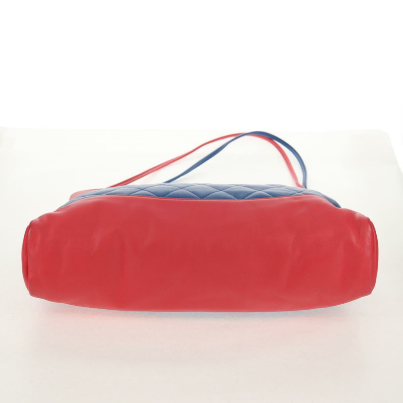 【日本直送】香奈兒 (CHANEL) 絎縫手袋，羊皮材質，兩用，藍色，金色雙C標誌，貨號 BA7491M-4