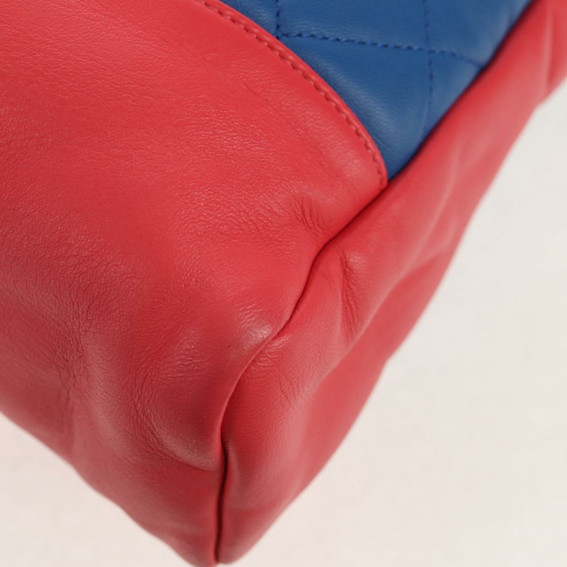 【日本直送】香奈兒 (CHANEL) 絎縫手袋，羊皮材質，兩用，藍色，金色雙C標誌，貨號 BA7491M-16