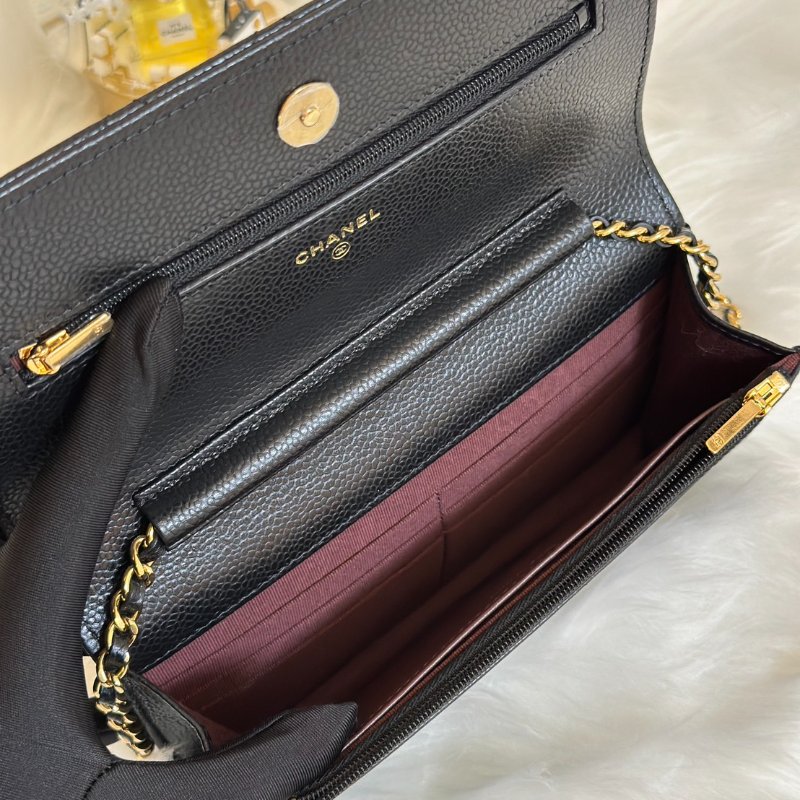 CHANEL 經典粒面牛皮WOC - 黑金-5