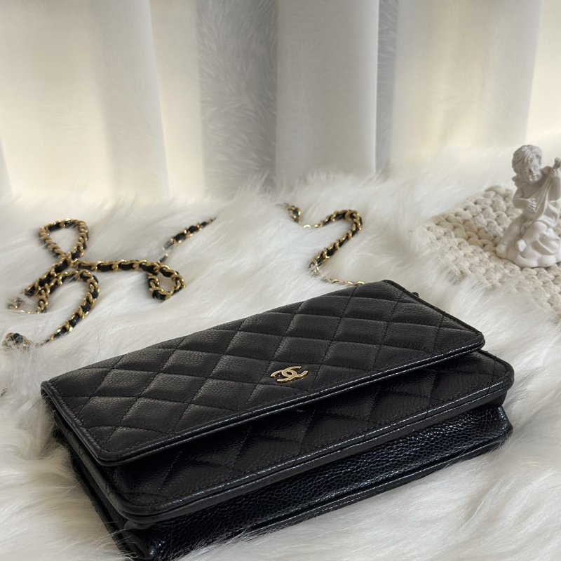 CHANEL 經典粒面牛皮WOC - 黑金-6