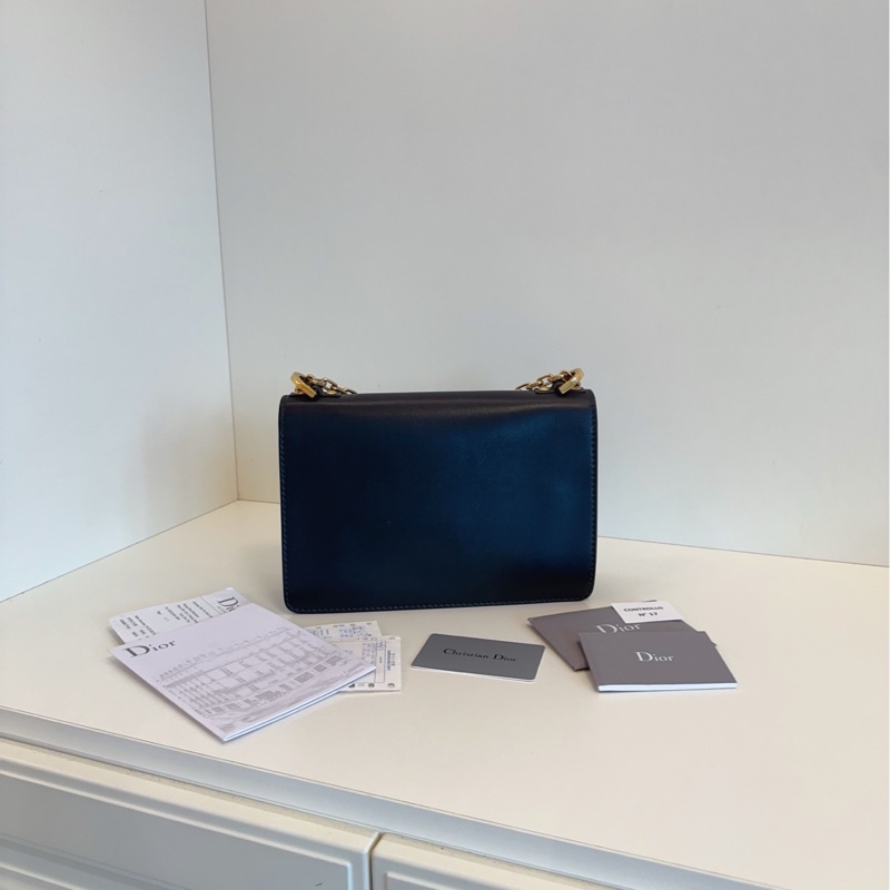 【98新🆕】Dior JADior 黑色金扣牛皮鏈條翻蓋包斜挎包 單肩包-2