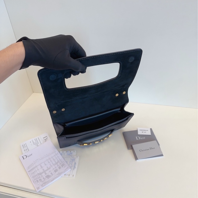 【98新🆕】Dior JADior 黑色金扣牛皮鏈條翻蓋包斜挎包 單肩包-5