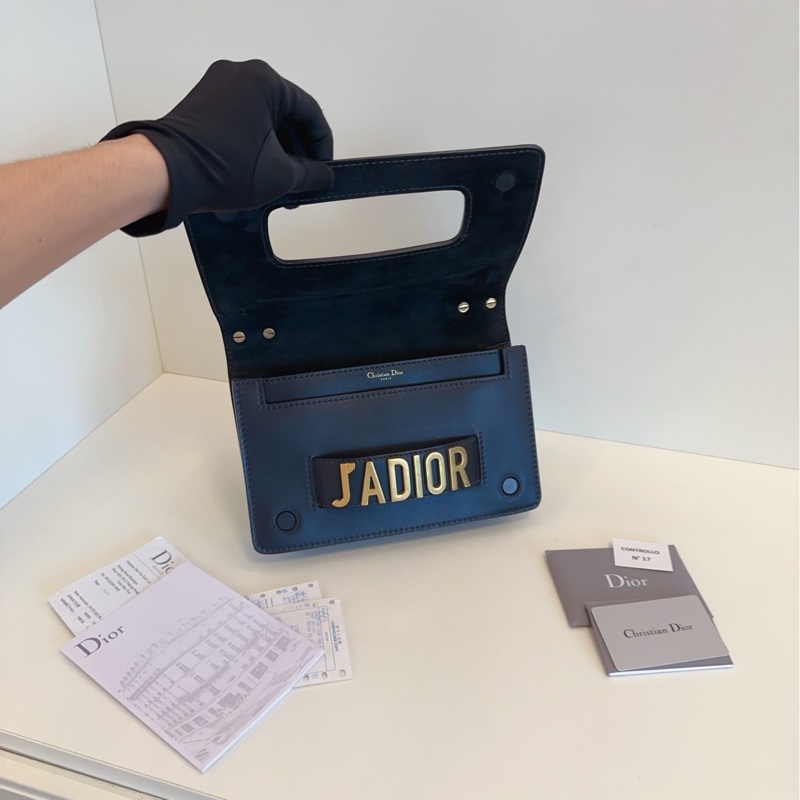 【98新🆕】Dior JADior 黑色金扣牛皮鏈條翻蓋包斜挎包 單肩包-6