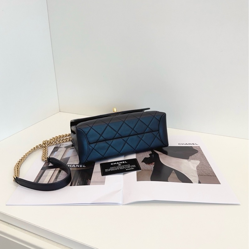 【98新🆕】CHANEL 19k trendy cc handle 黑金 鏤空字母 logo 手提包 斜挎包 單肩包-4