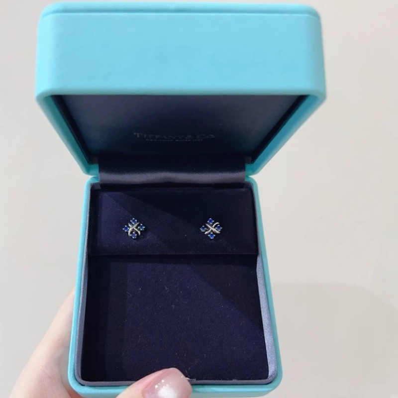 蒂芙尼 Tiffany lynn耳釘十六石系列藍寶石鑲鑽 耳環 耳飾-1