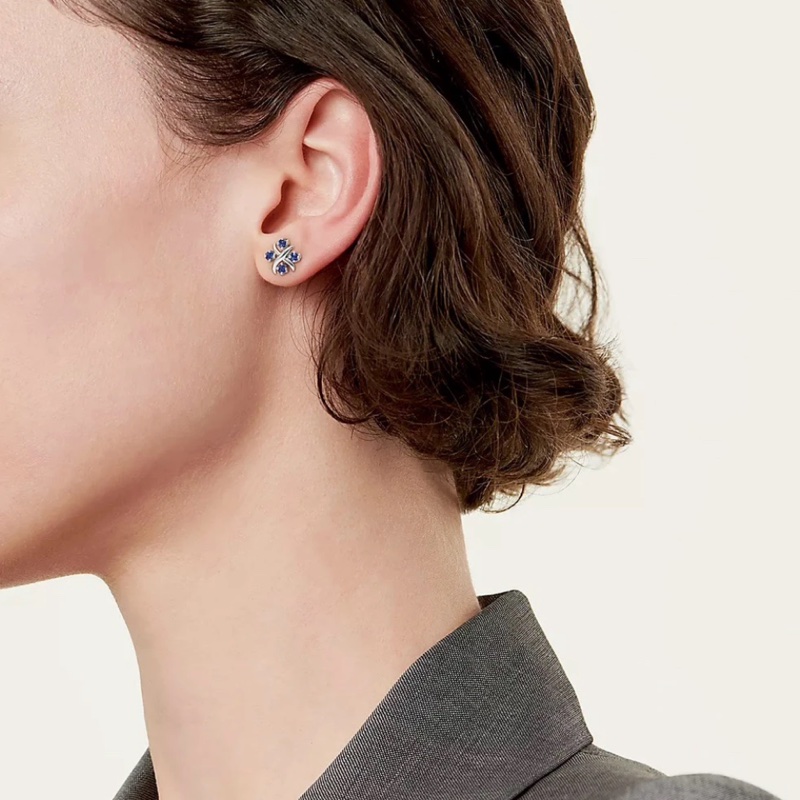 蒂芙尼 Tiffany lynn耳釘十六石系列藍寶石鑲鑽 耳環 耳飾-3