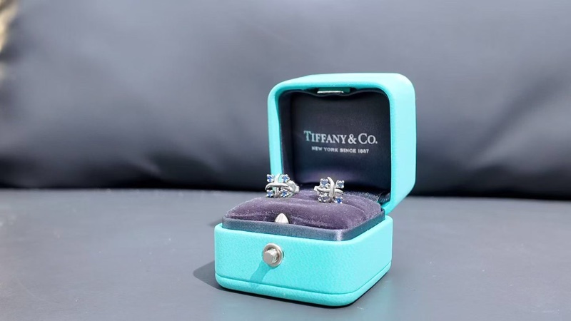 蒂芙尼 Tiffany lynn耳釘十六石系列藍寶石鑲鑽 耳環 耳飾-4