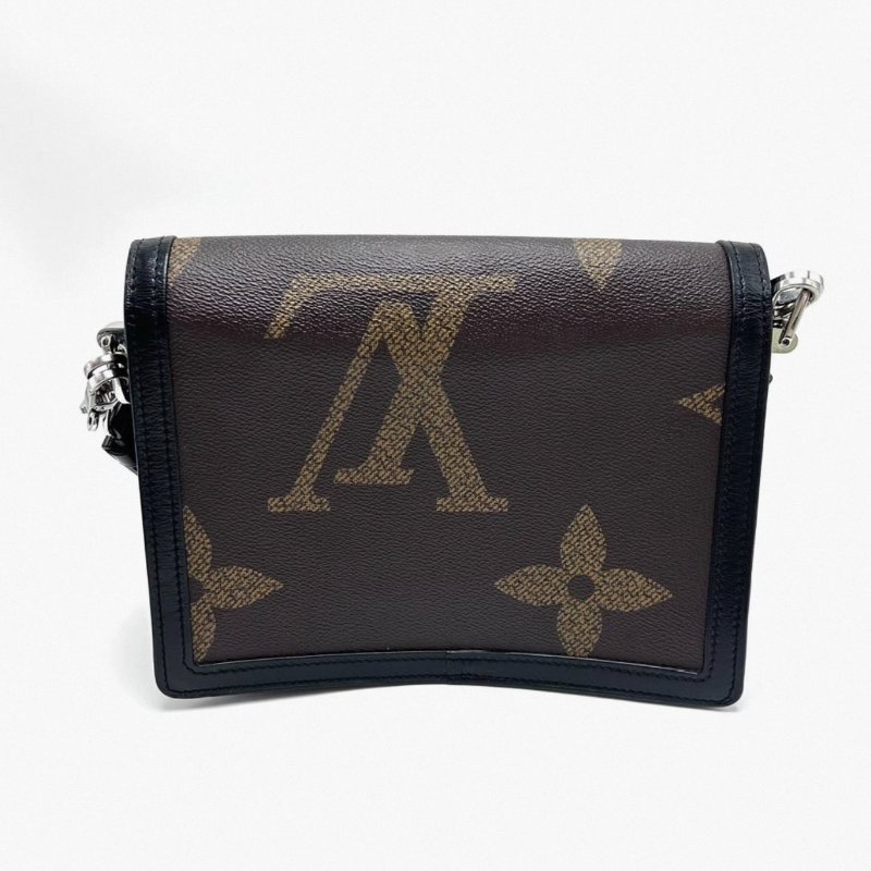 LV 老花拼色Dauphine中號肩背斜背包 24.5*18*11 98新配件塵袋-5