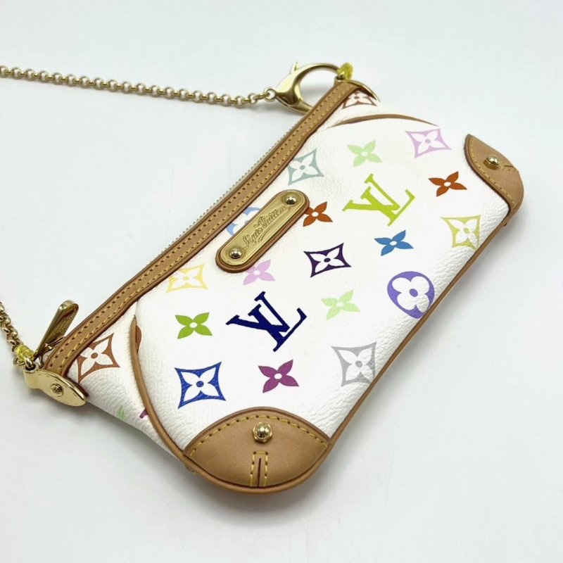 LV 村上隆聯名白三彩麻將包 20*11*1 98新配件塵袋-4