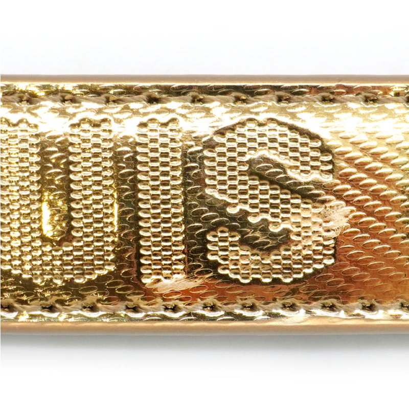 Louis Vuitton 展示品 Serrures 20 字花帆布拼牛皮金扣皮帶(M8892Z-金)-5