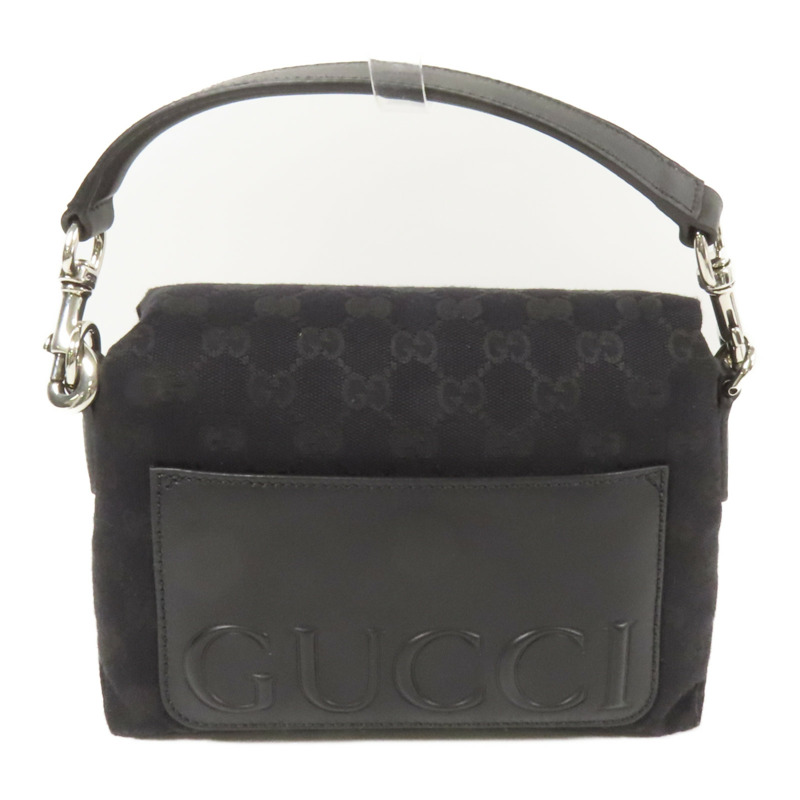 GUCCI 帆布Crossbody GG銀扣手挽肩背兩用袋-1