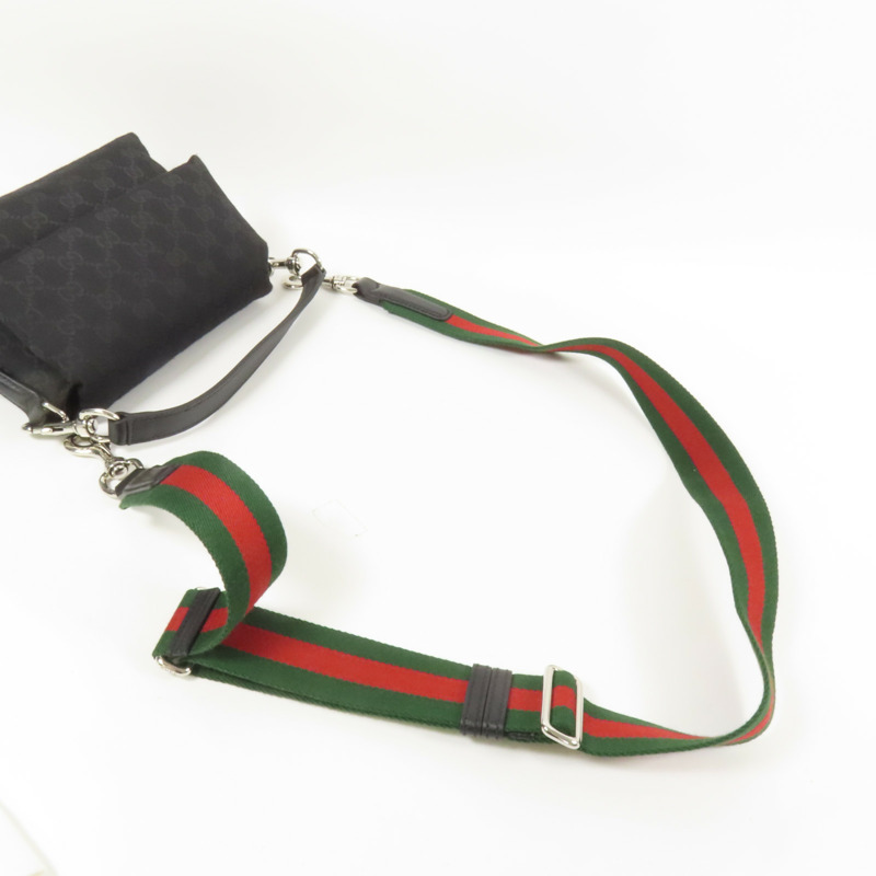 GUCCI 帆布Crossbody GG銀扣手挽肩背兩用袋-4