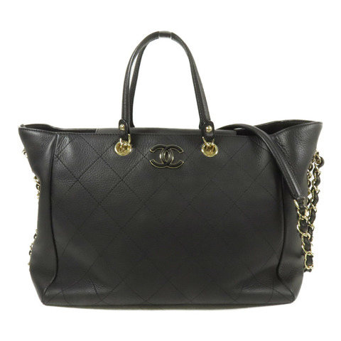 CHANEL 牛皮皮革Tote Bag金扣手挽肩背兩用袋