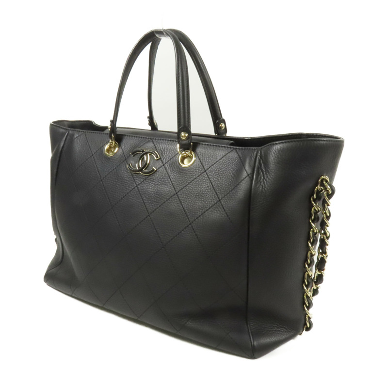 CHANEL 牛皮皮革Tote Bag金扣手挽肩背兩用袋-2