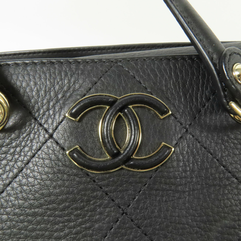 CHANEL 牛皮皮革Tote Bag金扣手挽肩背兩用袋-8
