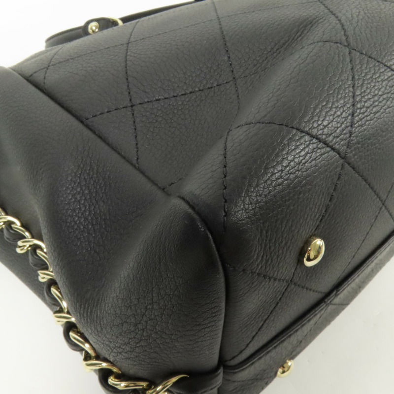 CHANEL 牛皮皮革Tote Bag金扣手挽肩背兩用袋-12