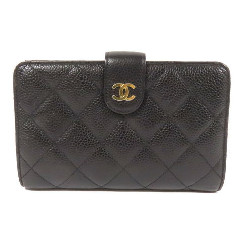 CHANEL 牛皮皮革Fold Wallet金扣錢包