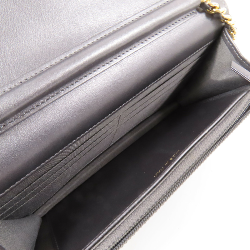 CHANEL 牛皮皮革/天鵝絨WOC Wallet On Chain金扣鏈帶肩背袋-5