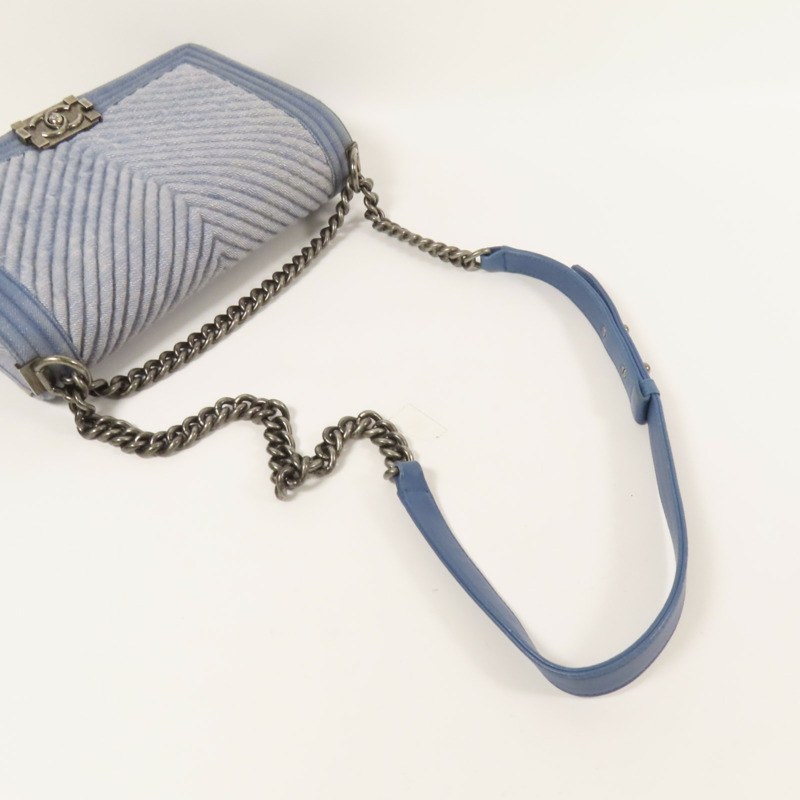 CHANEL Denim Boy 28鏈帶肩背袋-4