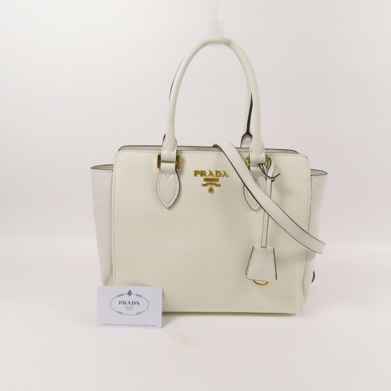 PRADA Saffiano皮革2Way Shoulder Bag金扣手挽肩背兩用袋-12