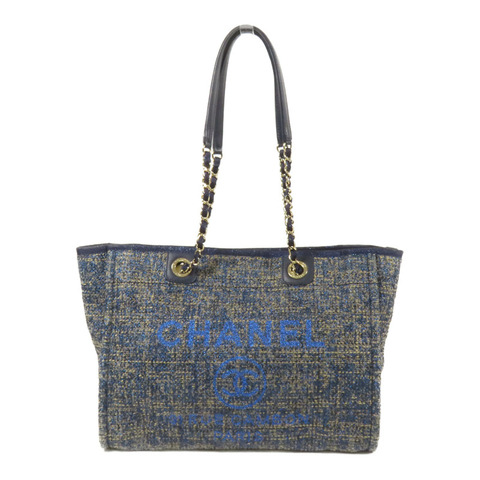 CHANEL Straw Small Deauville Tote Bag金扣鏈帶肩背袋