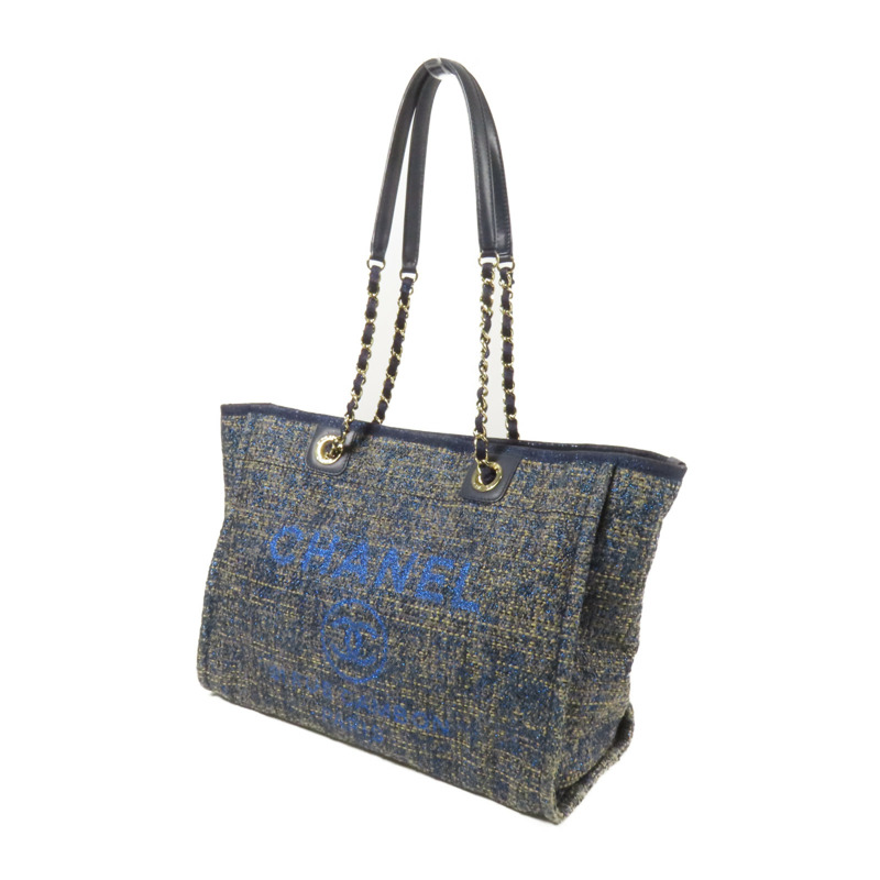 CHANEL Straw Small Deauville Tote Bag金扣鏈帶肩背袋-2