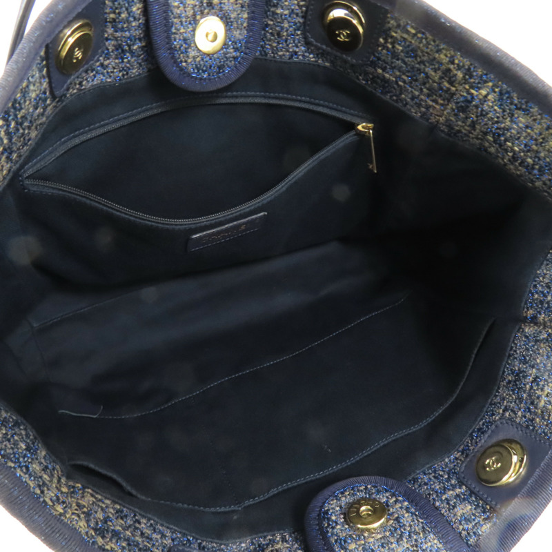 CHANEL Straw Small Deauville Tote Bag金扣鏈帶肩背袋-4