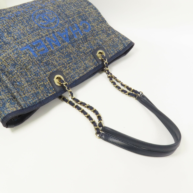 CHANEL Straw Small Deauville Tote Bag金扣鏈帶肩背袋-5