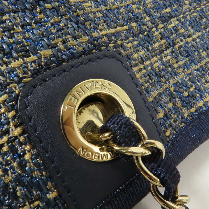 CHANEL Straw Small Deauville Tote Bag金扣鏈帶肩背袋-6