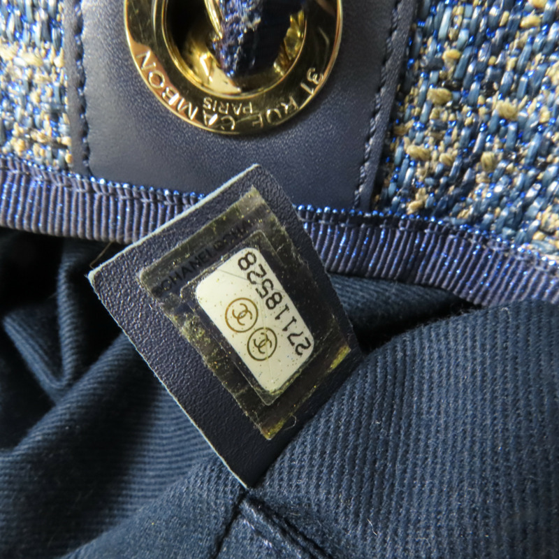 CHANEL Straw Small Deauville Tote Bag金扣鏈帶肩背袋-9