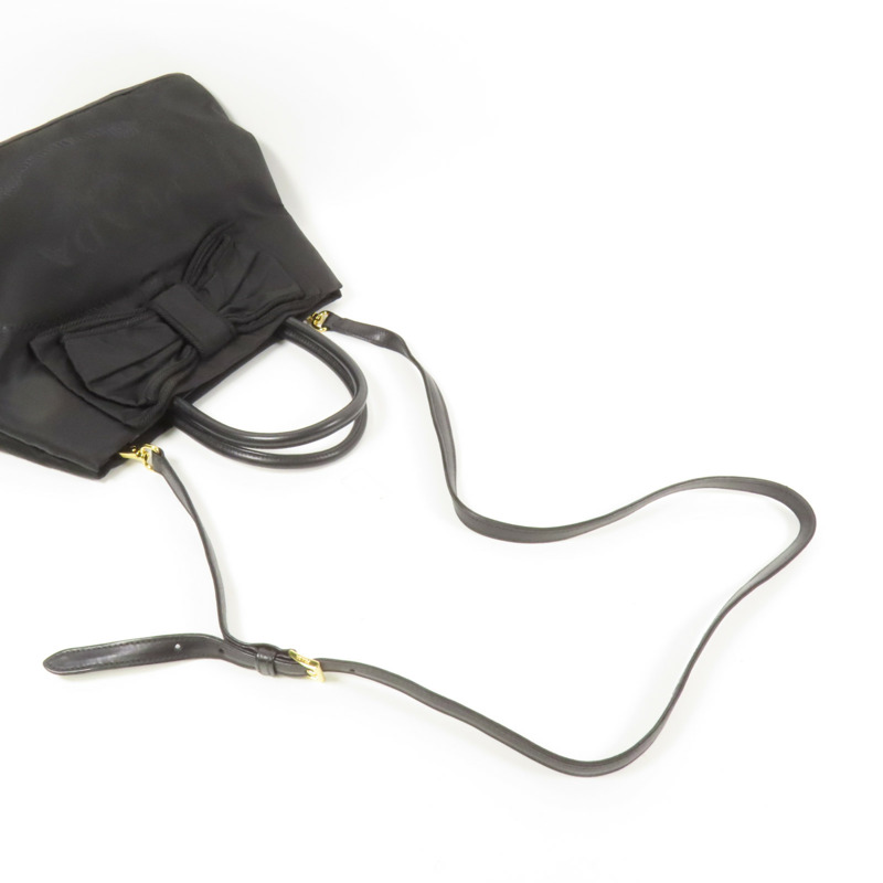 PRADA 尼龍Ribbon Motif金扣手挽肩背兩用袋-4